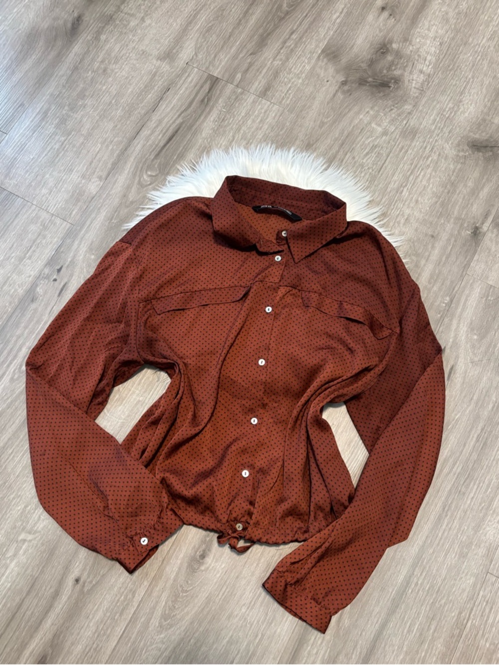 ZARA | Rust Polka Dot Button-Up Shirt